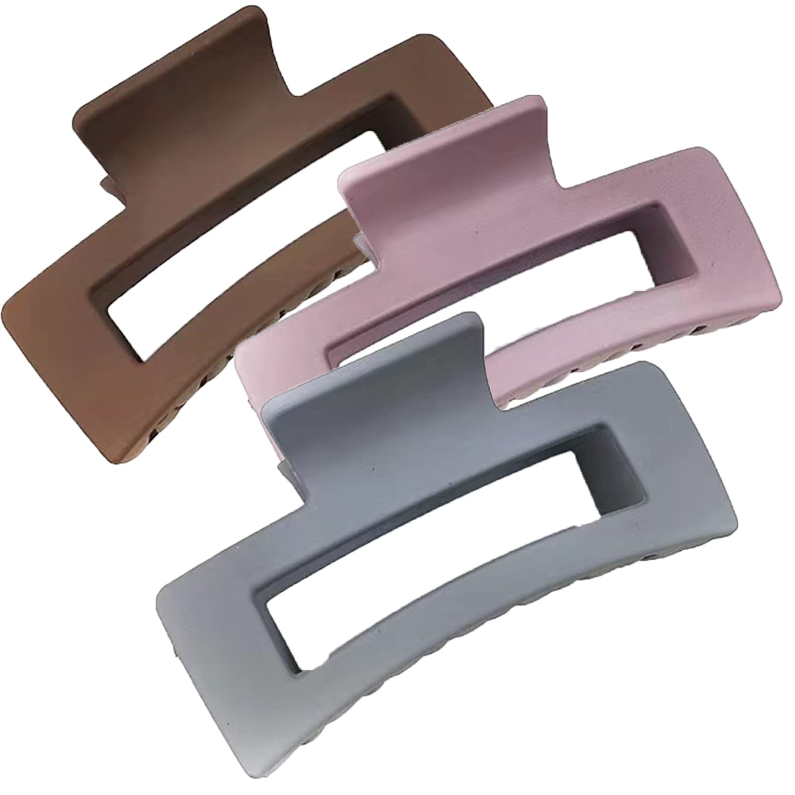 DADYOUPIN hair clips claw clips claw clips for thick hair sturdy and stable french design hair claw clips, suitable for women girls hair accessories (gray, brown, purple), Pack of 3