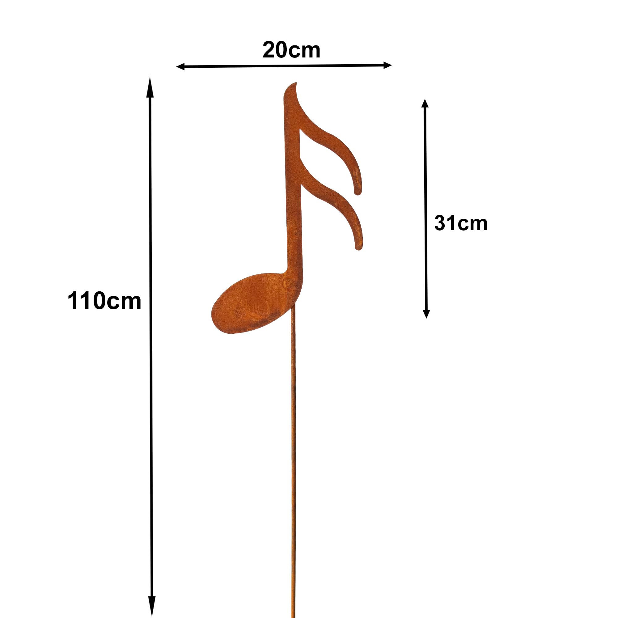 Bornhöft Gartenstecker Noten 3er Set Notenschlüssel Note Beetstecker Topfstecker Metall Rost Gartendeko Edelrost 110cm rostige Dekoration Musik