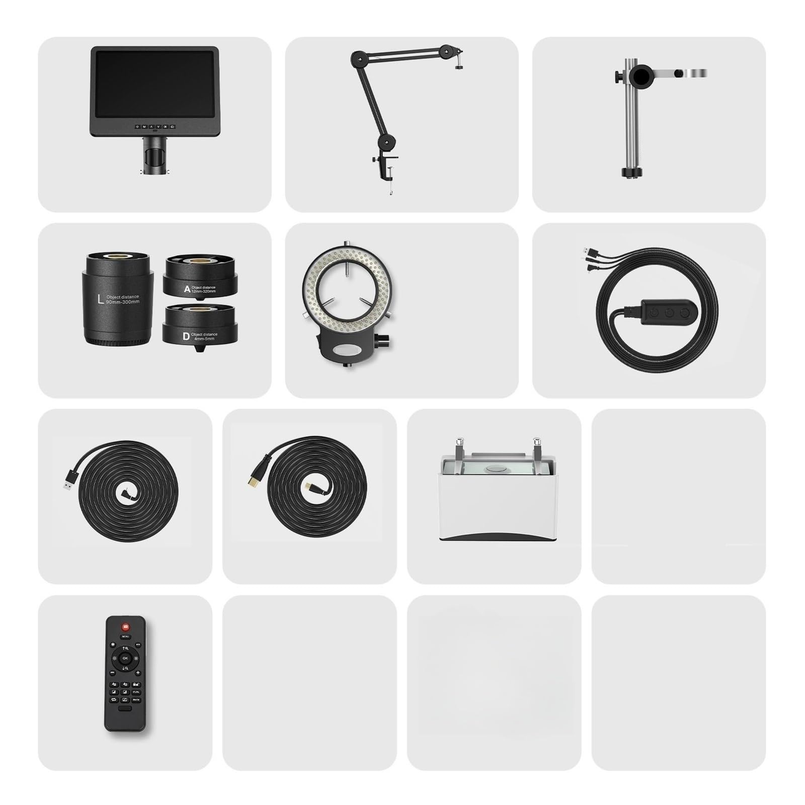Digitales Mikroskop Für Die Stromversorgung, 2000 X 10,1 Zoll, Hdmi-Mikroskop Mit 3 Linsen, Ringförmiges Lichtmikroskop Für Die Reparatur,Without Mat