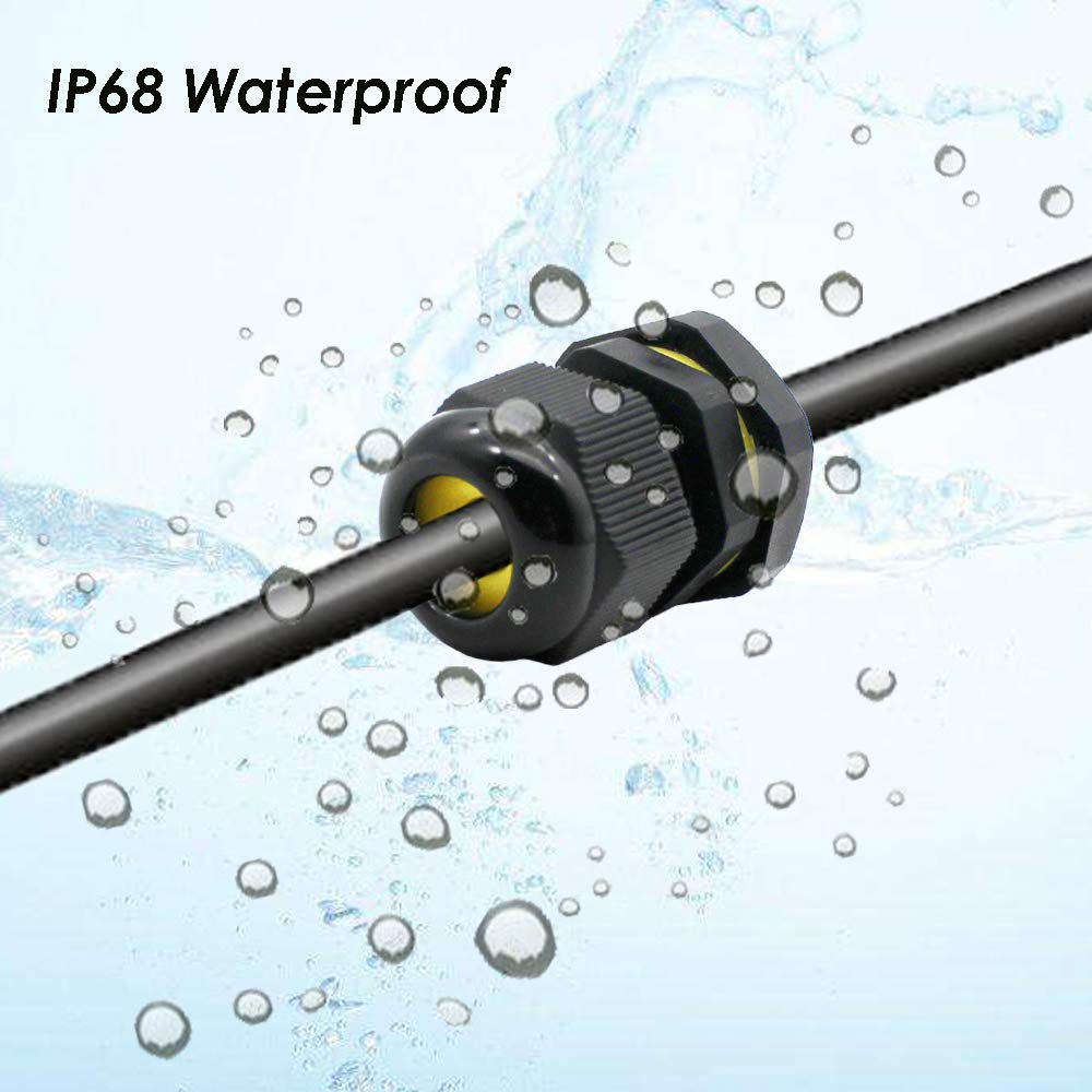 MCG Industrial M20GB - Confezione da 10 pressacavi M20 IP68, 20 mm, con dado di bloccaggio e guarnizione per cavo rotondo da 6-12 mm, colore: nero