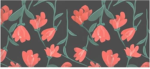 Miniatura 2 de Red Flower Acrylic Pen Holder 4 Compartments 7.87x2.48x3.5 Inch Clear Pencil Holder for Desk Makeup Brush Organizer Office Home Supplies