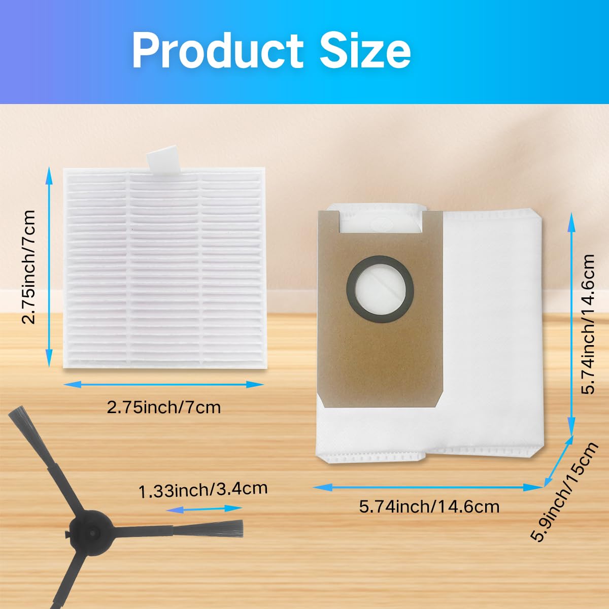 Kit D'Accessoires 19Pièces pour Aspirateur Robot AIRROBO T20 : Brosse Principale, Sac à Poussière, Filtre HEPA, Serpillère, Brosse - Electroménager