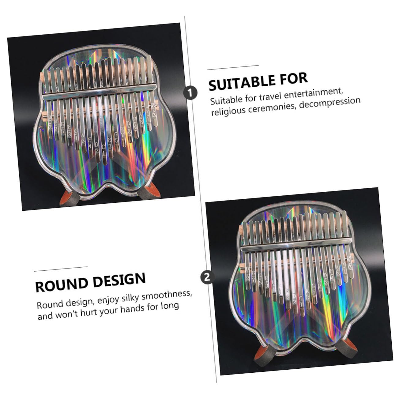 Vaguelly 1set Kalimba Portatile Acrilico Con Tasti Strumento Musicale Per Principianti Pianola Per Performance Scuole e Feste Con Martelletto Per Accordatura e Design Ergonomico