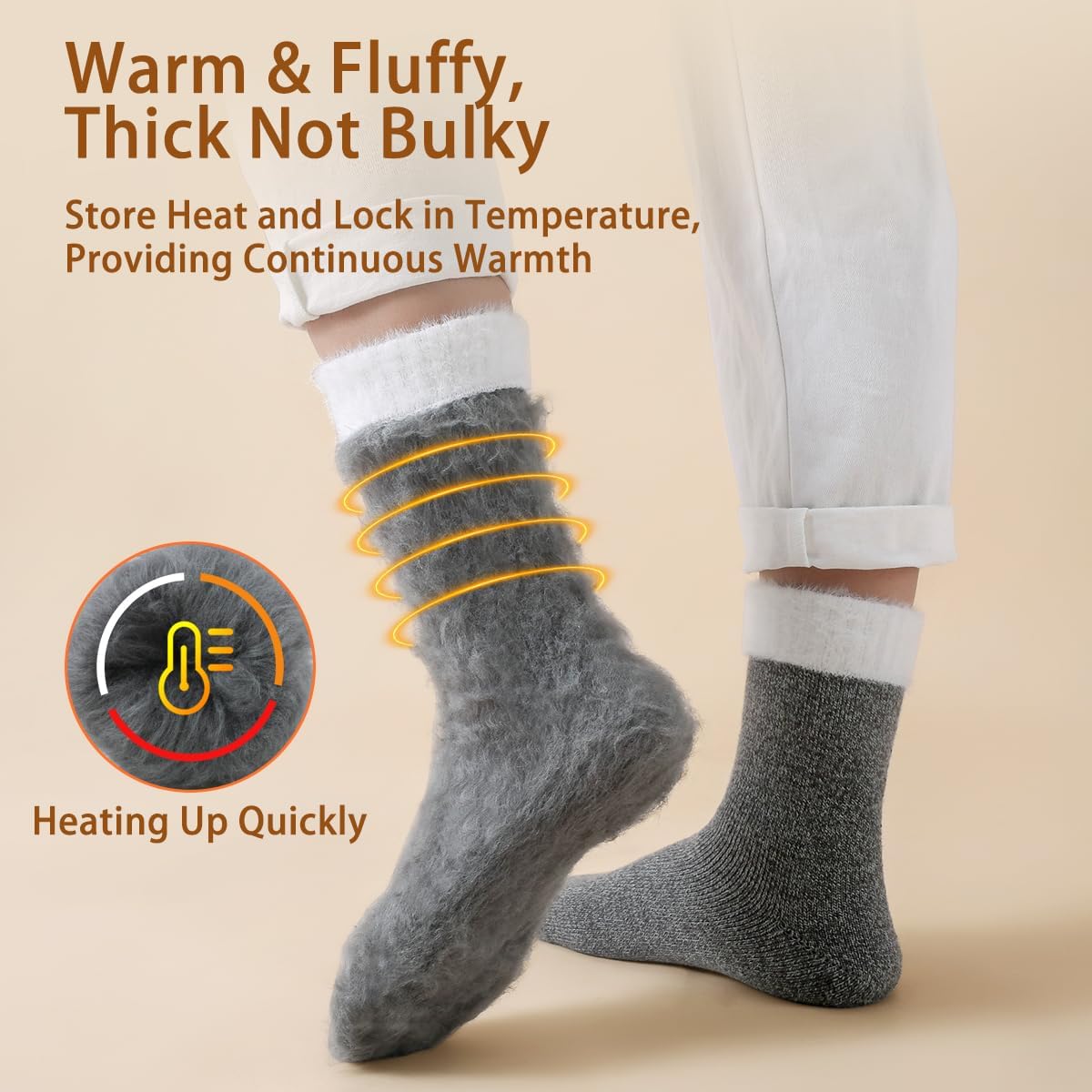 HUGSWEET 4 Pairs Warm Thick Thermal Winter Socks for Women, Heated Socks for Extreme Cold Weather, Perfect Gifts for Women - Image 3