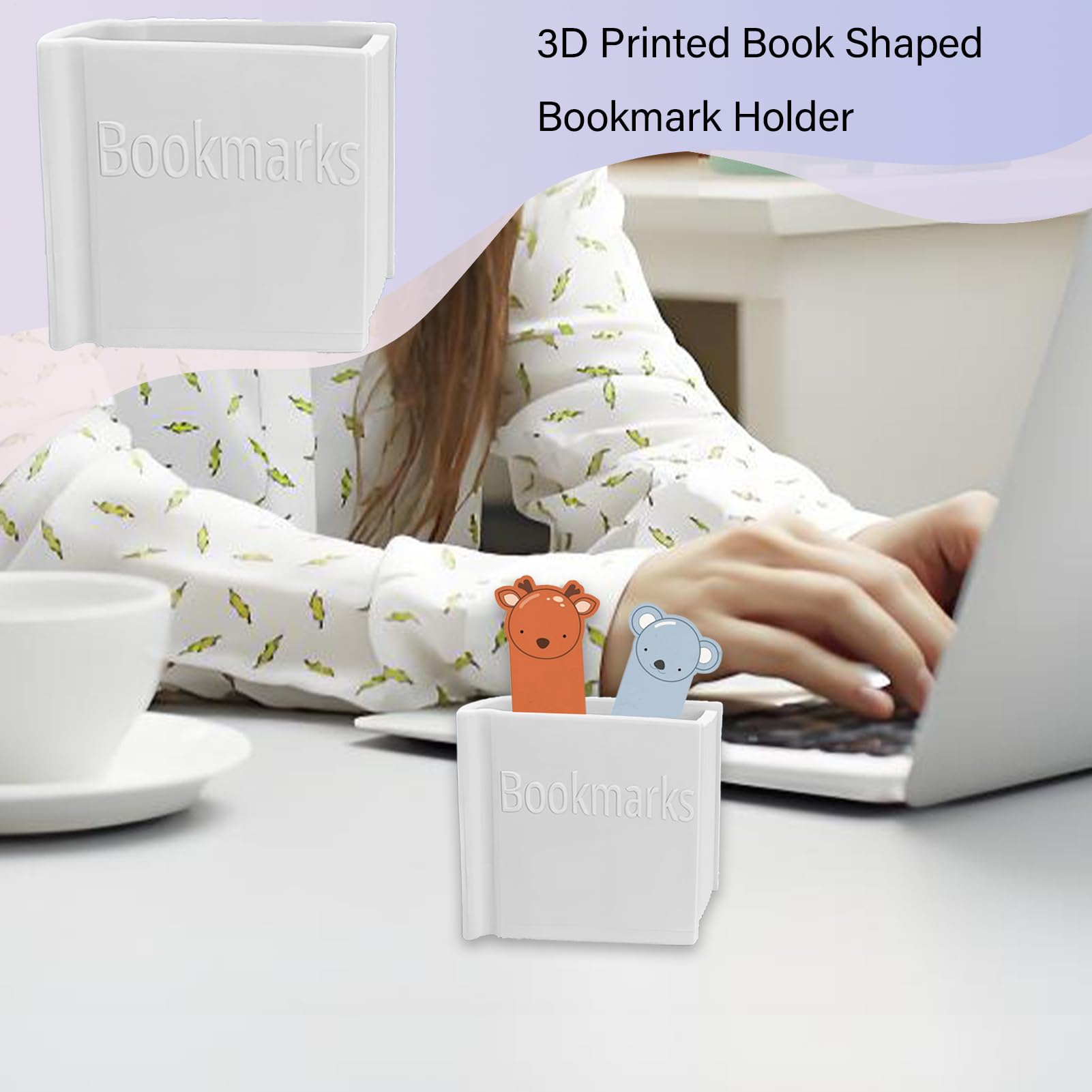 Espositore per Segnalibri Porta Pennelli da Scrivania Stampa 3D a Forma di Libro