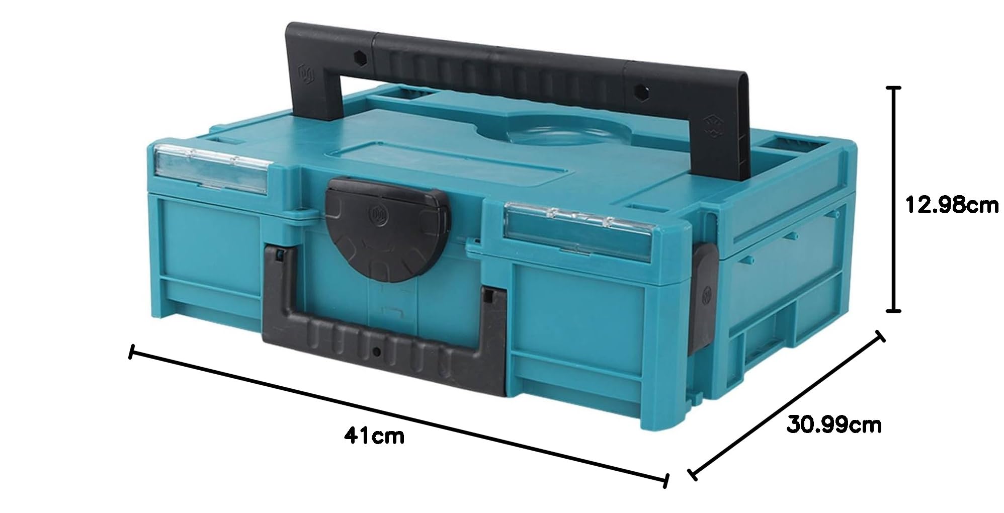 Cassetta per utensili elettrici con carico da 40 kg, custodia per utensili elettrici, grande contenitore per hardware con design impilabile e due maniglie per uso in officina in