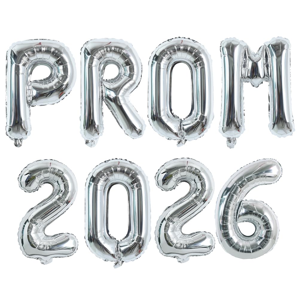 TONIFUL Silver Prom 2025 Balloons Banner 16Inch Foil Mylar letter Graduation Balloons Grad Decoration for Class of 2025 Congrats Grad Party Supplies — image 1
