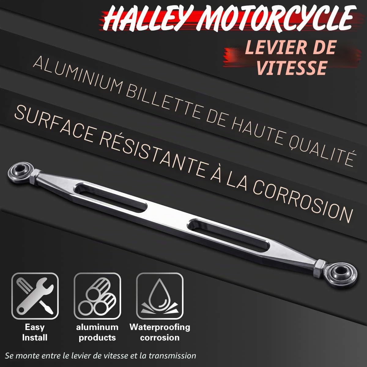 KATUR Moto CNC Liaison Shift pour Harley Davidson Electra Street Tour glisse Trikes 1980-2017 (Silver)