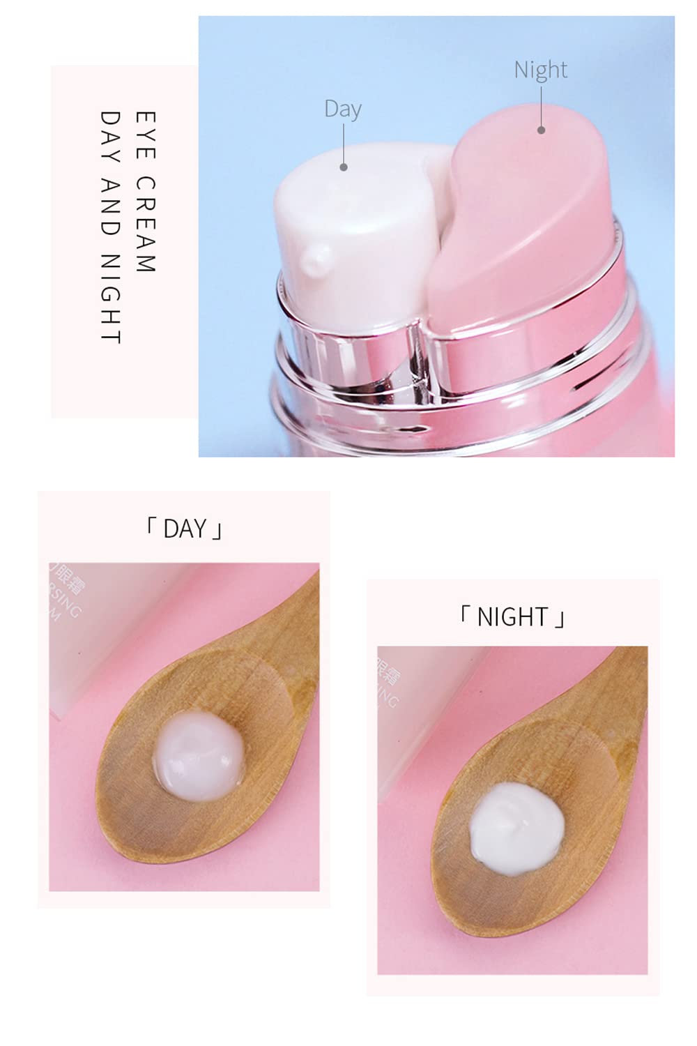Aceite esencial de rosa crema para ojos de día y noche, crema de ojos para ojeras e hinchazón, hidratante, hidratante, líneas finas, bolsas para los ojos, eliminación de ojeras, reafirmante piel de 6