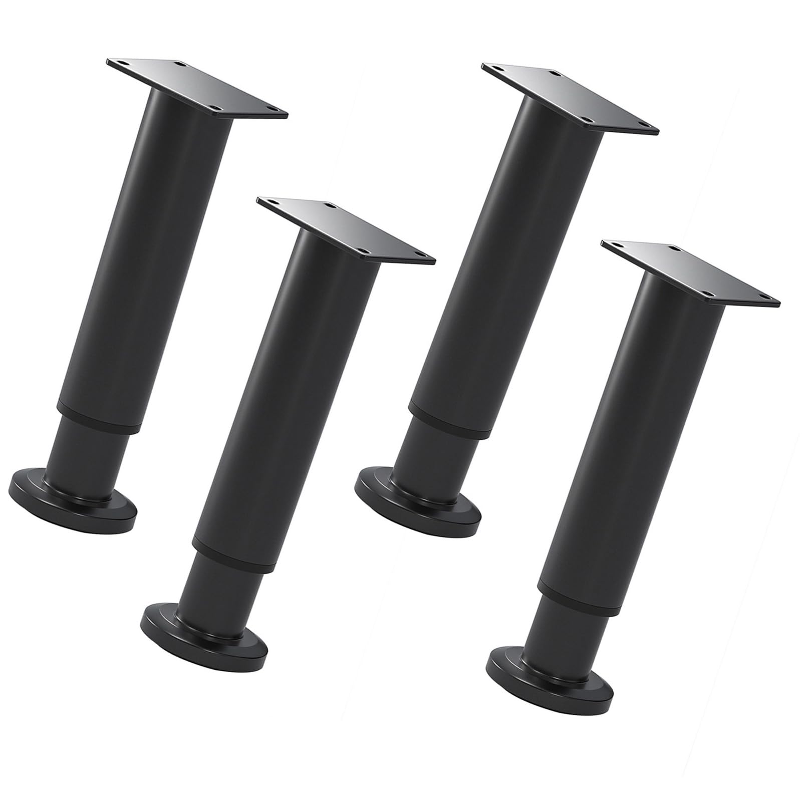SCREENKART 4Pcs Furniture Legs Black Adjustable Cabinet Legs with Screws Cold rolled steel Wardrobe Foot Furniture Replacement Support Feet, for Sofa Table Chair Desk Kitchen