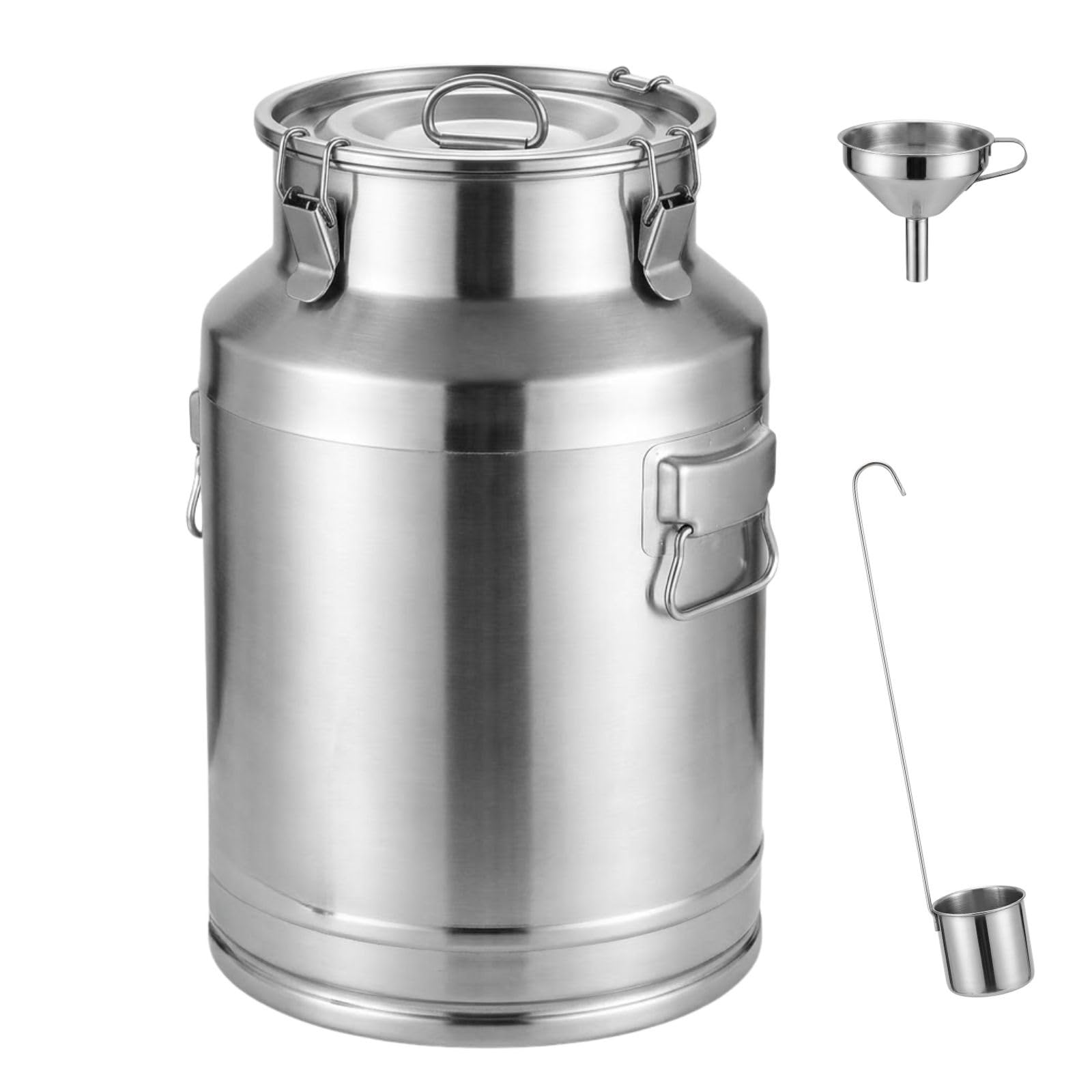 5L 9L 22L Dzbanek na Mleko ze Stali Nierdzewnej z Kranem 304 | Wytrzymały Dzbanek na Mleko Szczelny Pojemnik na Płyny Wino Olej Fermentacja Farma(No Spigot,18L)