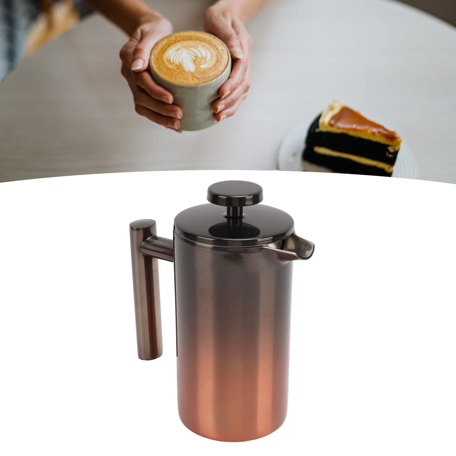 Naroote French Press Caffettiera, Doppia Parete 304 Acciaio Inossidabile