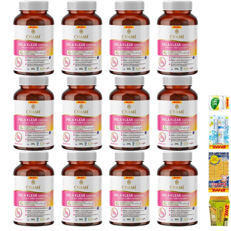 Havilah SHIPPING BY DHL Chame Mela Complex New Zealand Anti Aging Reduce Wrinkle Firm Smooth Radiant Skin 30Caps Set 12 Pcs By Beautygoodshop [Get Free For You Beauty Gifts]