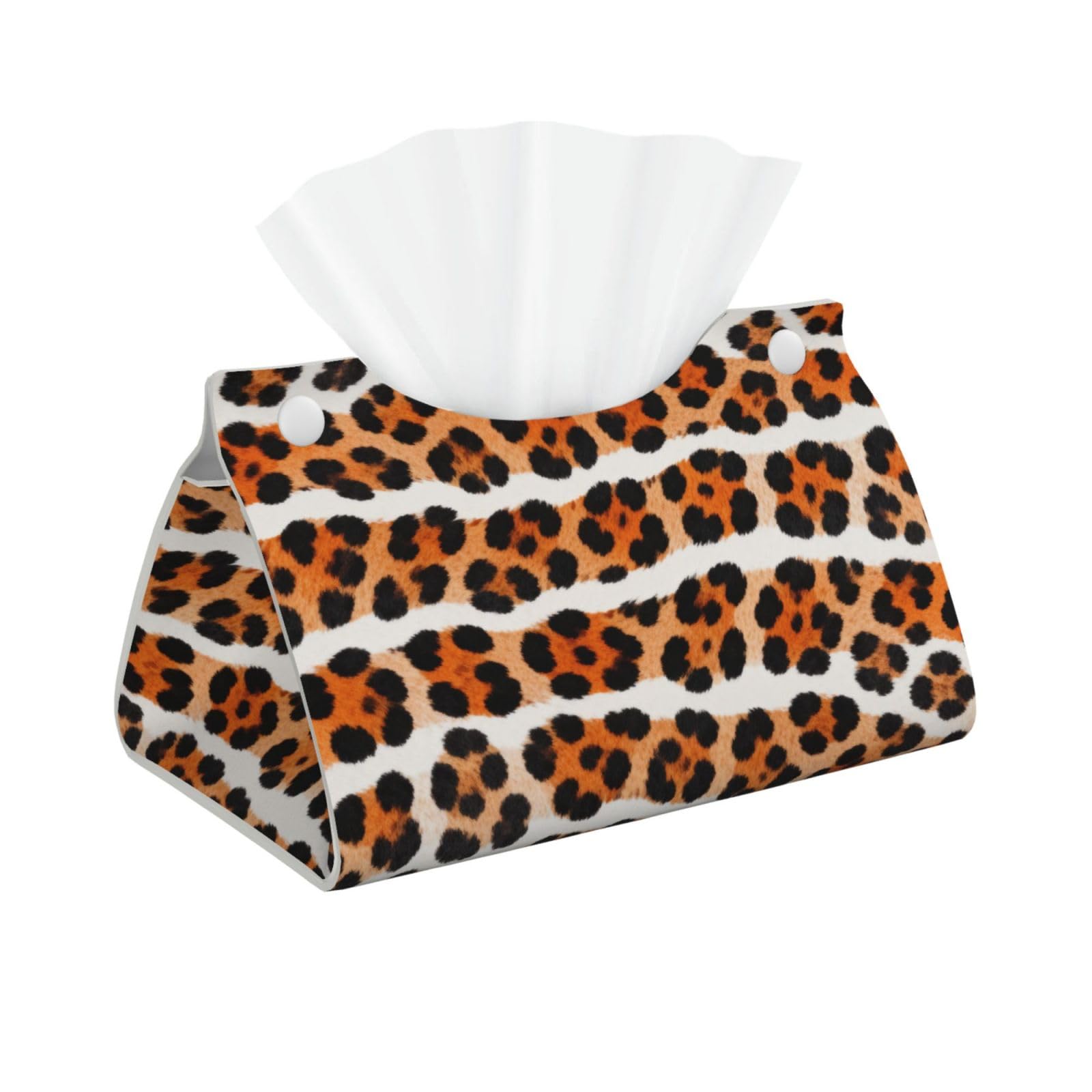 Leopard print Long Leather Tissue Box Cover-Waterproof PU Leather Tissue Holder for Bathroom, Decorative Rectangular Tissue Case