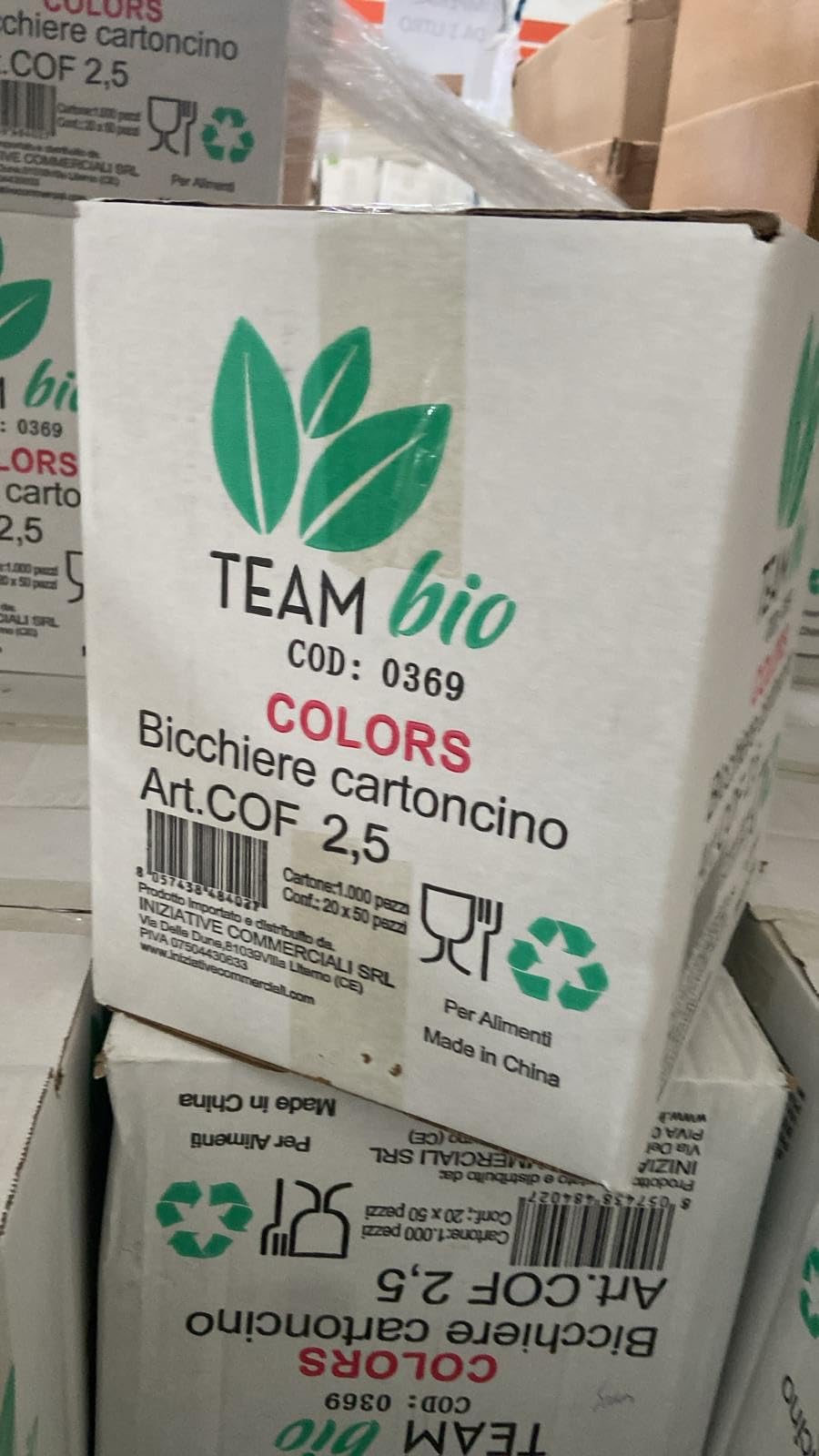 TeamBio 1000 Pz Bicchieri Caffe di Carta Biodegradabili Biocompostabili Tazzine 75ml