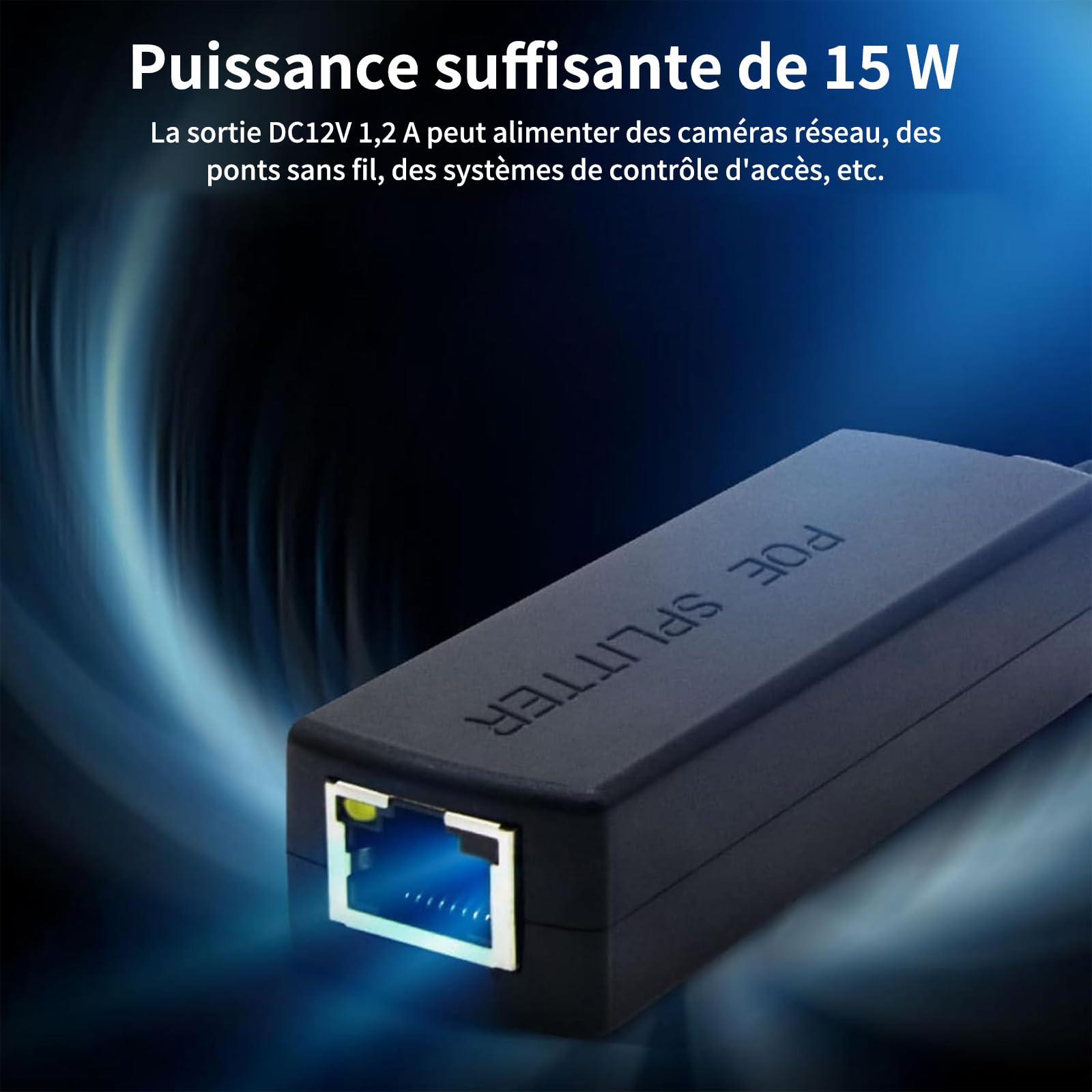 Séparateur PoE Gigabit 48V vers 12V,Splitter Ethernet RJ45,Lot 2 | IEEE 802.3af,Sortie 12V Stable,1000 Mbps,Compatible Caméra IP, PTZ, CCTV, AP WiFi