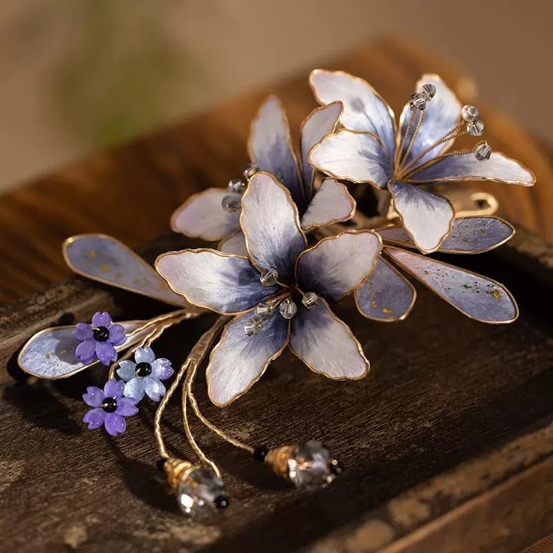 China's Intangible Cultural Heritage Velvet Flower Hair Comb Handmade Velvet Hair Comb for Women Silk Hair Comb Noble And Elegant Headwear Side Comb Suitable For Any Occasion