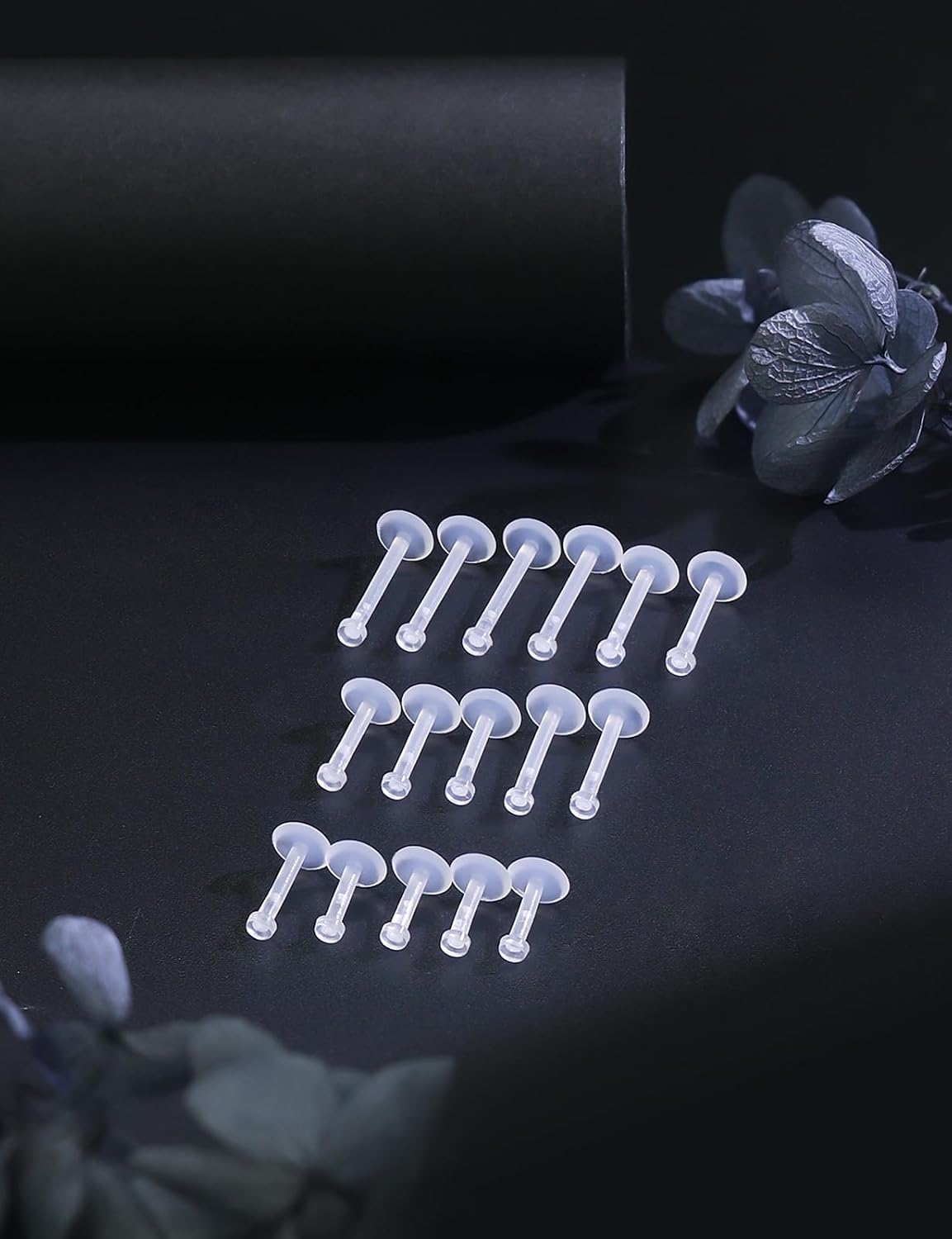 16G Transparent Flat Back Clear Earrings For Sports Work Surgery Plastic Nose Tragus Forward Helix Conch Cartilage Lobe Earrings Stud Medusa Labret Monroe Lip Ring Piercing Jewelry Retainers