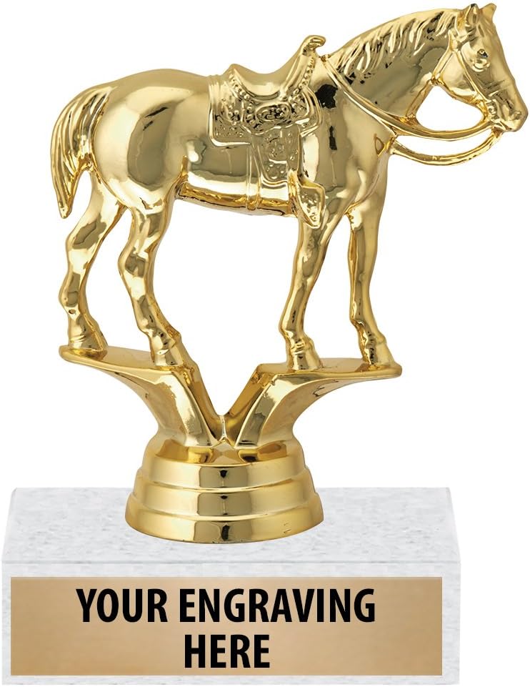 Crown Awards 4.5" Gold Quarter Horse Trophies - Horse with Saddle Award Trophy