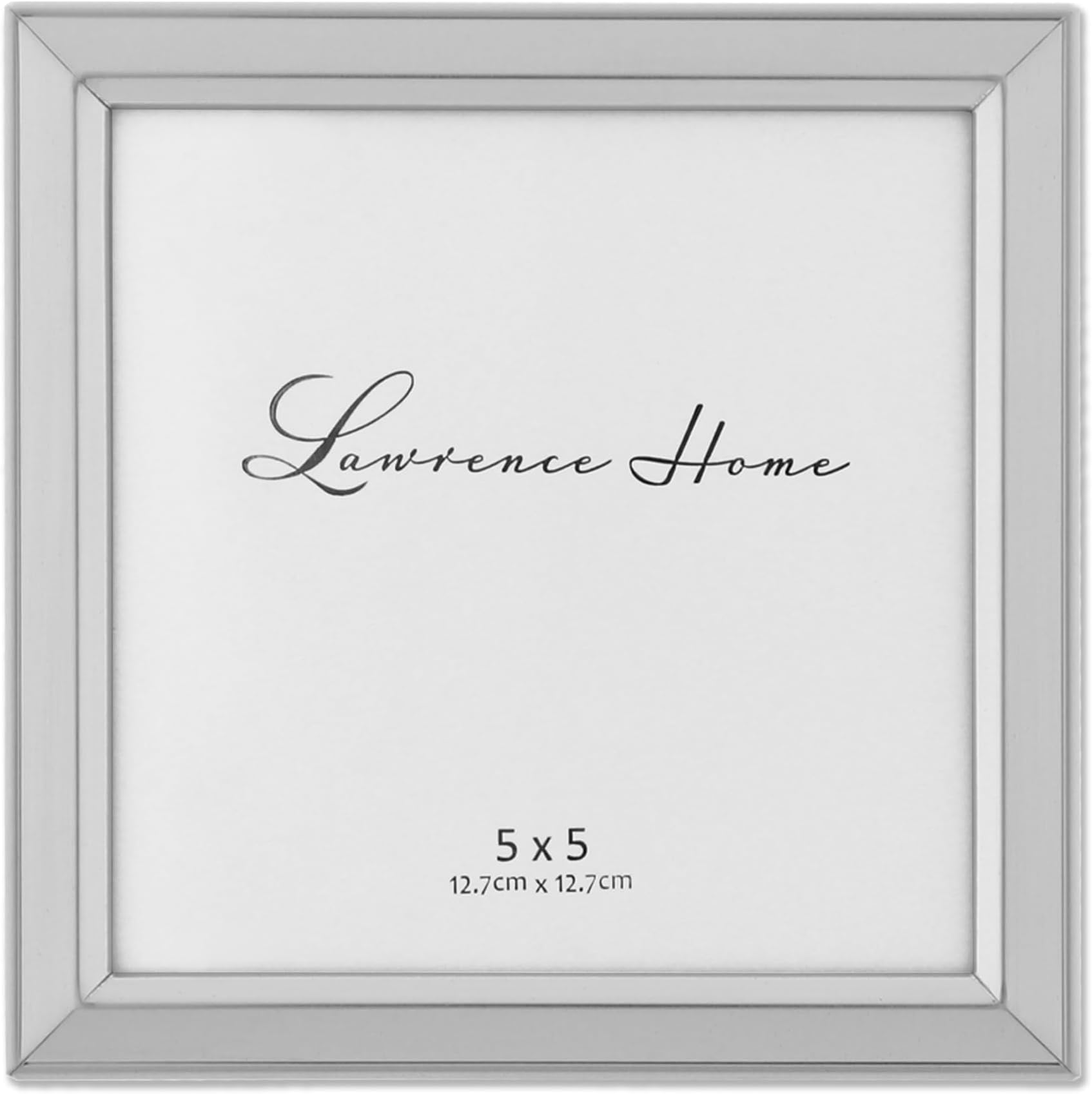 Lawrence Frames Brushed Silver Plated Metal Picture Frame, 5x5