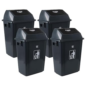 Kitchen Trash Can 13 Gallon with Swing Lid, Plastic Garbage Can Outdoor and Indoor, Recycle Bin and Waste Basket for Home, Office, Garage, Patio, Restaurant, Hotel, School 4 Pack