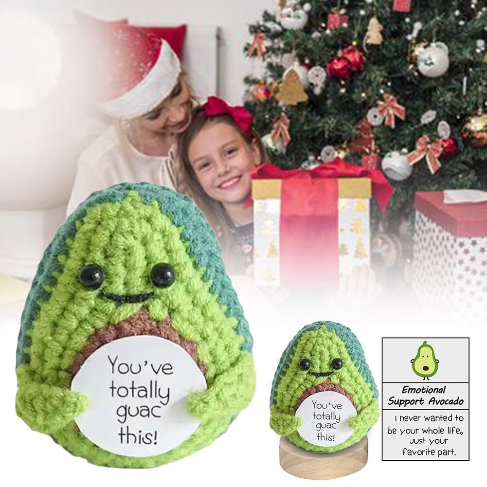 Poupée Avocat Positif Drôle 7cm En Tricot - Cadeau Encouragement Avec Carte Motivée