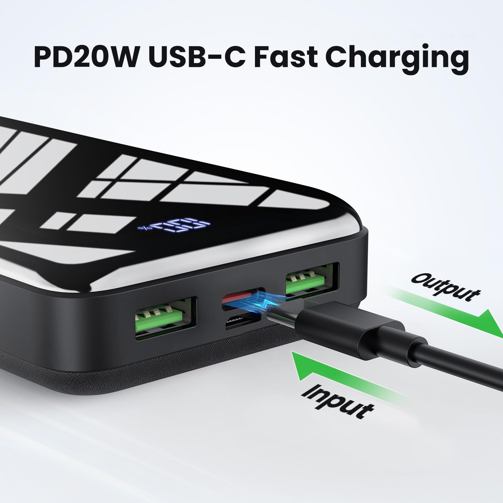 Batterie Externe 27000mAh 22,5W PD20W Power Bank Charge Rapide, Chargeur Portable USB C avec Affichage LED, Compatible avec iPhone 16 15 14 13 12 Pro Samsung