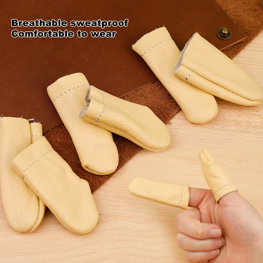 3 pares de protectores de dedos de cuero, agujas de fieltro, para tejer, dedal, herramientas para manualidades, costura, costura, fabricación a mano (color al azar)