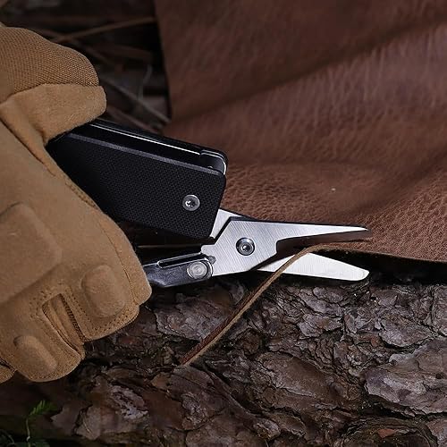 Miniatura 4 de ROXON KS2 Elite D2 Blade 13 en 1 Mini cuchillo de bolsillo con función multiherramienta con tijera grande, mango G10 y clip de bolsillo, bueno para