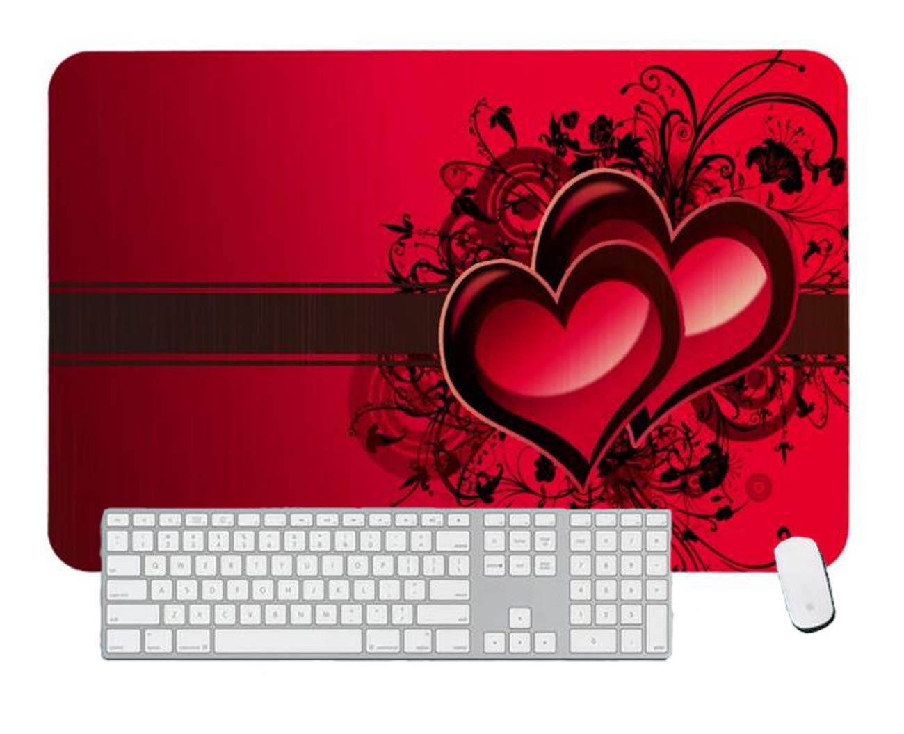 Gaming Mouse Pad Red Heart Love Desgin for Desktop and Laptop 1 Pack 900x400x3mm/35.4x15.7x1.1 in