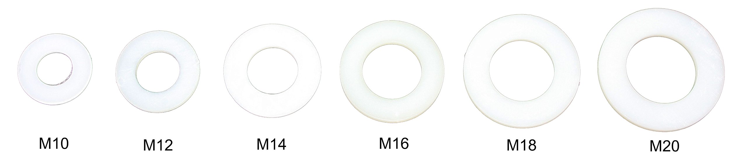 Unterlegscheiben DIN 125 Polyamid PA 6 Kunststoff M2 M2,5 M3 M4 M5 M6 M8 M10 M12 M14 M16 M18 M20 (500, M10)
