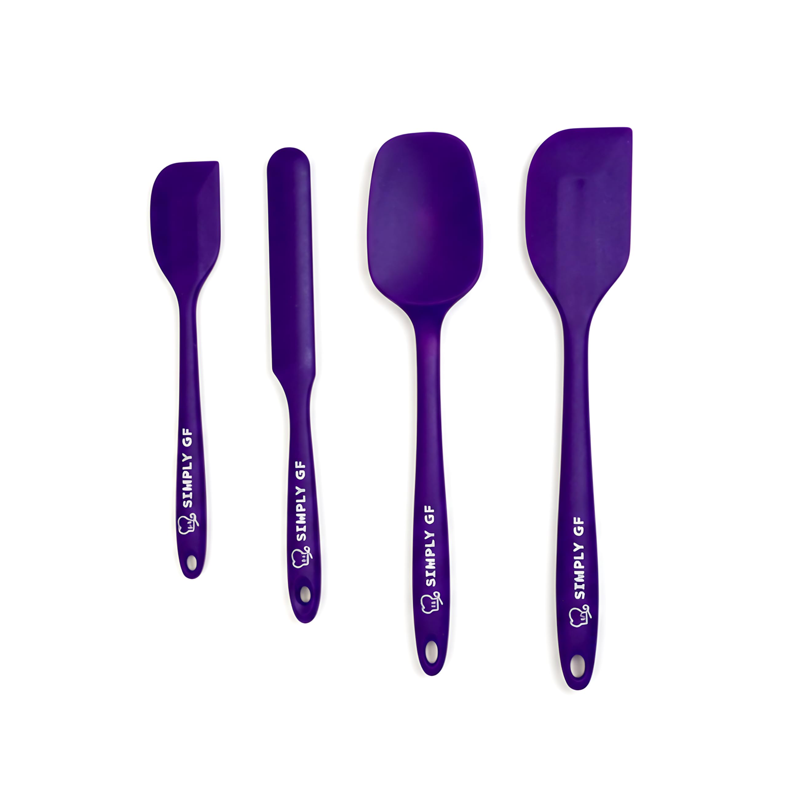 Simply GF Dedicated Gluten-Free Silicone Spatula Set of 4 - Heat Resistant Non-Stick Food-Grade Kitchen Rubber Spatula Set for Baking & Cooking - No