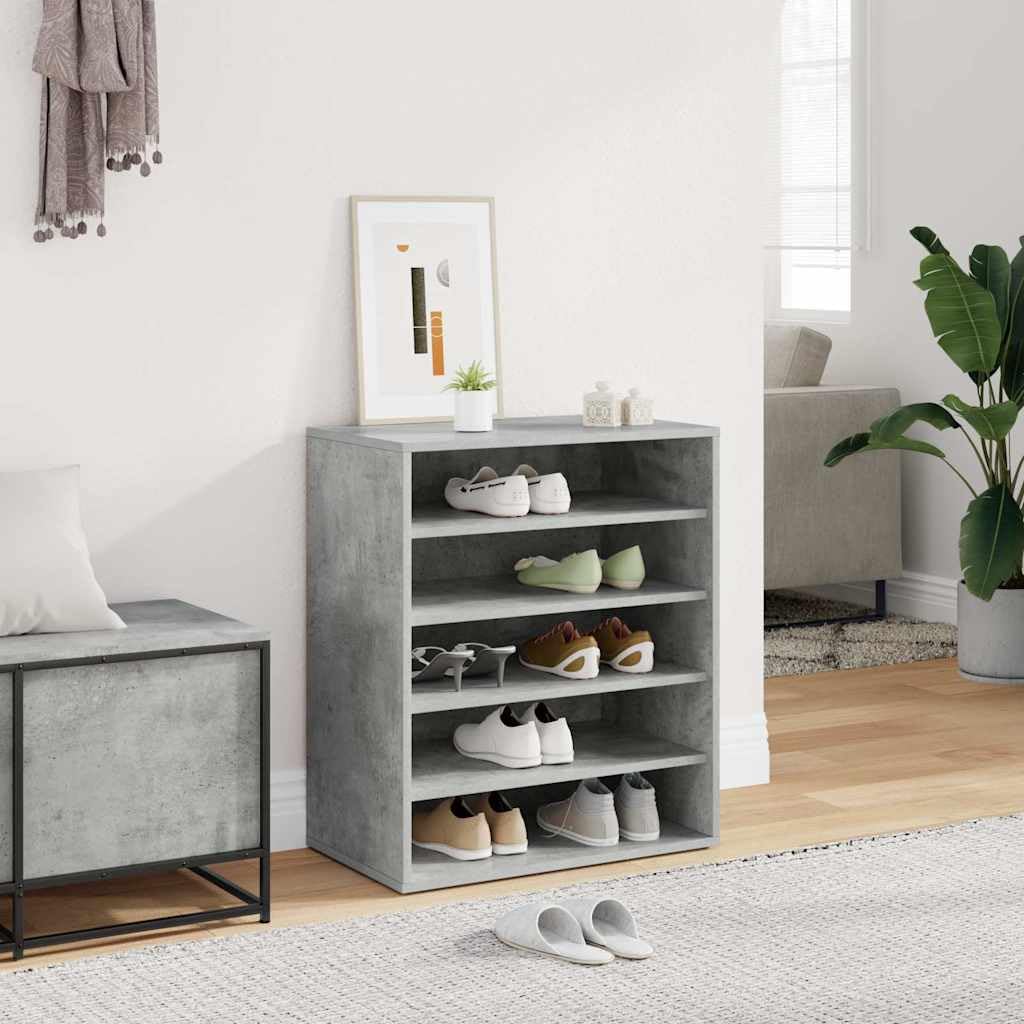 Armoire à chaussures bois gris béton meuble de rangement 5 étagères