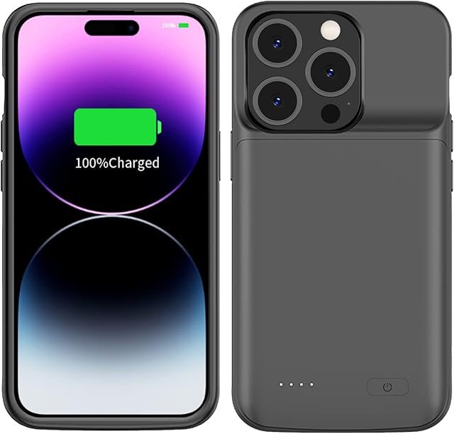 Battery Case for iPhone 14 Pro Max/iPhone 14 Plus, 8500mAh Rechargeable Portable Protective Charging Case Extended Battery Backup Pack Compatible with iPhone 14 Pro Max/13 Pro Max/12 Pro Max Black