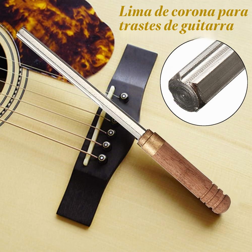 Lima hexagonal para trastes de guitarra con mango de madera