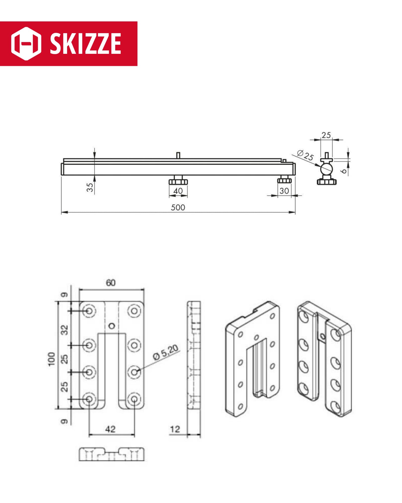 Gedotec Estensione da tavolo in alluminio | Tiver | Portata 60 kg | Estensione del piano del tavolo | Montaggio semplice | Estensione stabile per tavolo da pranzo o tavolo da conferenza | Dining Table