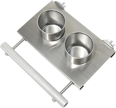 Rusts Resistant Bird Feeders with Perch Platform 2 Cups for Cage Mounting Parrots Hamsters Pet Feeding Watering Supply Bird Food Water Dispenser