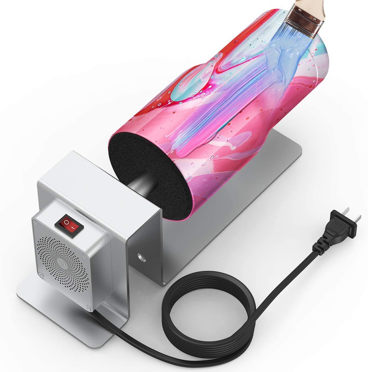 Cup Turner for Crafts Tumbler, Cup Spinner Machine Kit, Cuptisserie Cup Turner with Silent Motor, Fully Assembled 10 Oz to 30 Oz Tumbler Spinner with 2 Foam (Black)