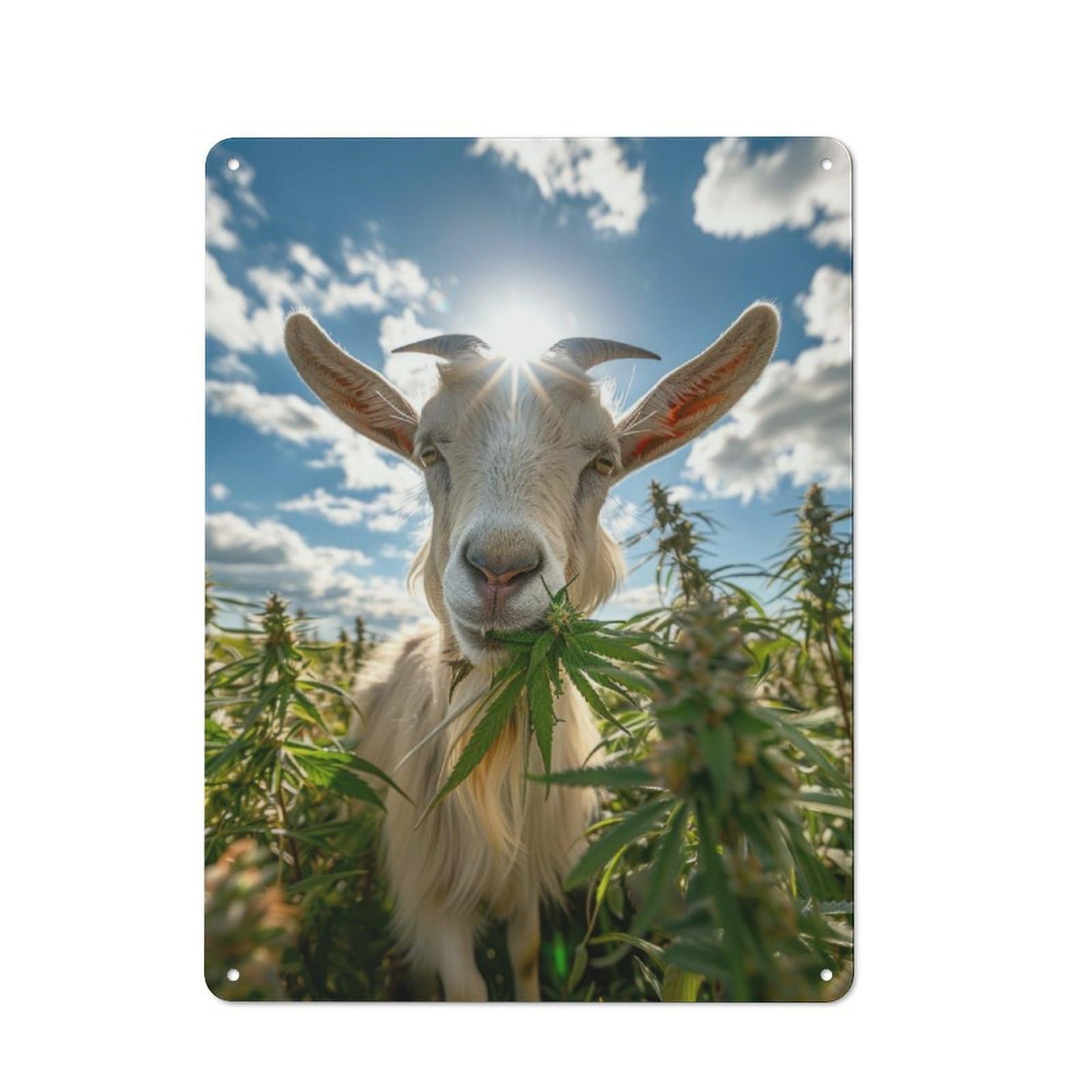 Junmoney Sunny Goat Munching Metal Sign 40X30cm With For Hallway Wall, Retro Decor, Suited To New Home Decorators