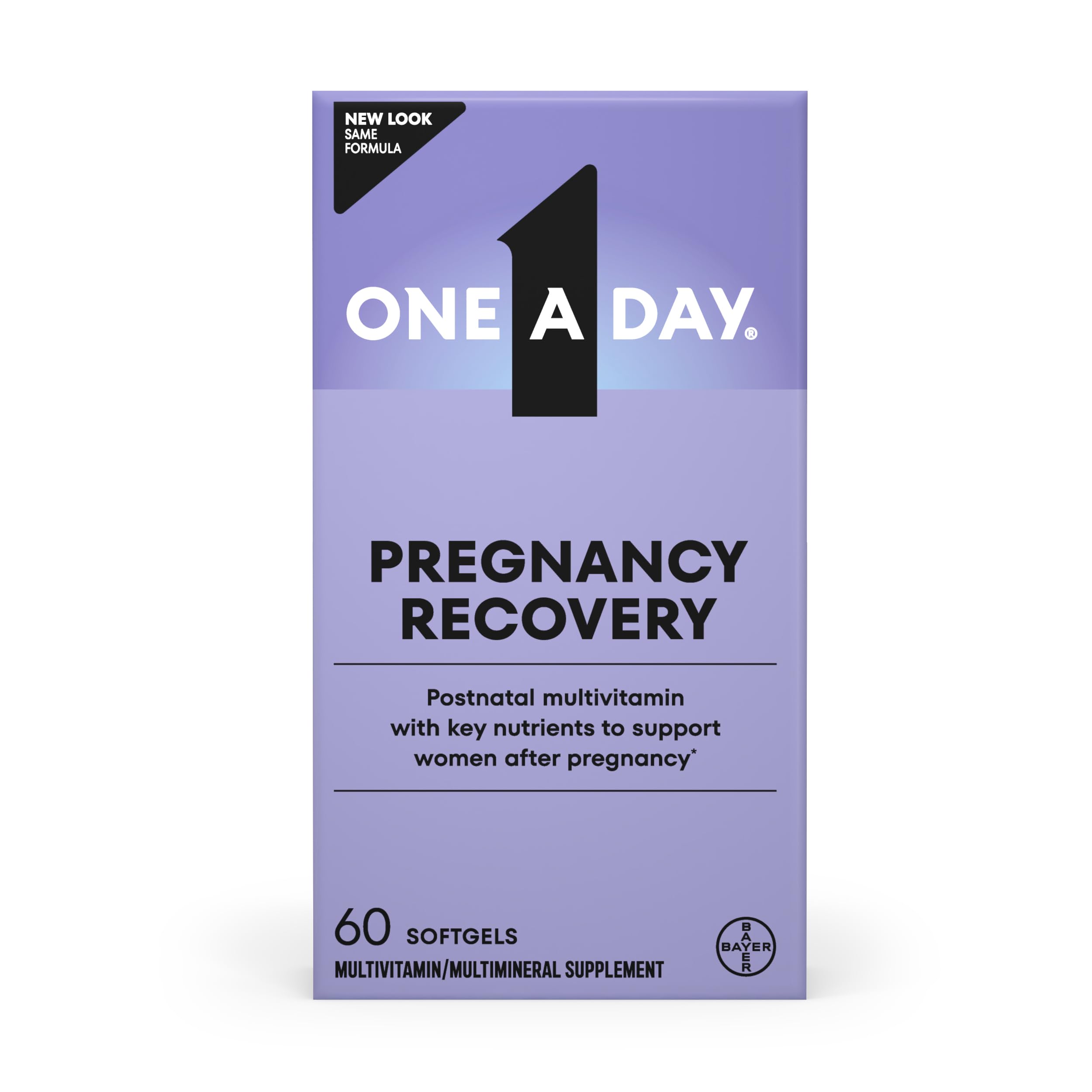 ONE A DAY Postnatal Complete Multivitamin for Post-Pregnancy with Folic Acid and Omega-3 DHA, 60 Count