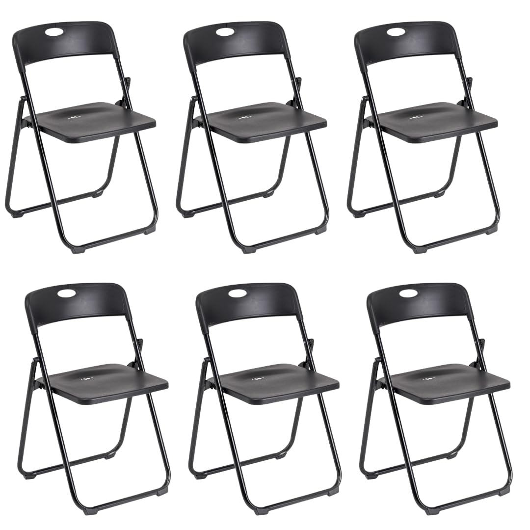 A.M.C. Set mit 6 Klappstühlen, platzsparend, zusammenklappbar, ideal für den Außenbereich, mit robustem Gestell aus Metall und PVC, Tragkraft 120 kg