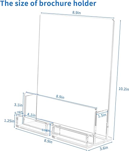 Miniatura 2 de NIUBEE Paquete de 2 soportes acrílicos para folletos de 8.5 x 11 pulgadas, soporte de exhibición transparente para folletos con soporte para