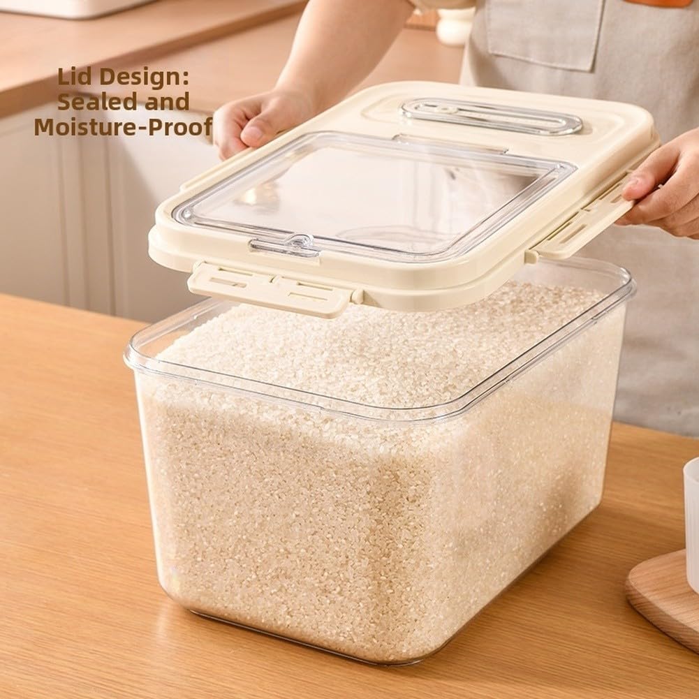 Grande contenitore per riso con coperchio ribaltabile, ermetico per cereali per animali domestici, resistente all'umidità, supporto per alimenti per l'organizzazione (8500-1 Large Size 20)