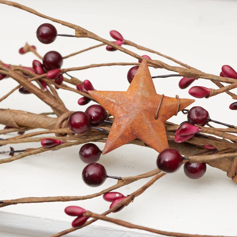 Artificial-Burgundy-Pip-Berry-and-Rusty-Star-Garland-Year-Round-Rustic-Berries-Farmhouse-Home-Decor-for-Table-Arrangements-Fireplace-Mantel-and-Centerpiece-Decorations-48-long Artificial Burgundy Pip Berry and Rusty Star Garland Year Round Rustic Berries Farmhouse Home Decor for Table Arrangements Fireplace Mantel and Centerpiece Decorations 48 long