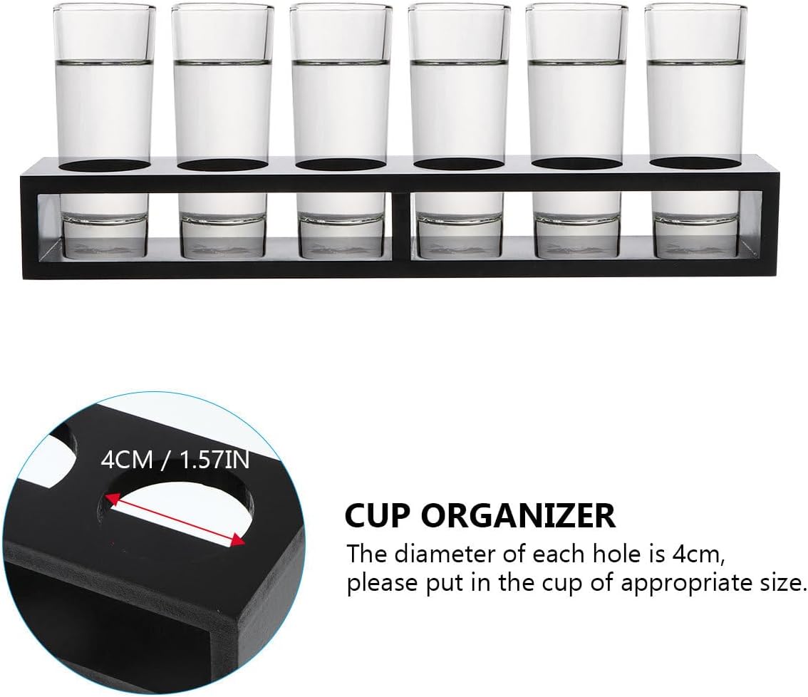 DOITOOL 3Pcs Shot Glass Holder with Tray,6 Shot Glass Set Measuring Cup Espresso Display Rack,Wooden Serving Tray for Party Bar Restaurant