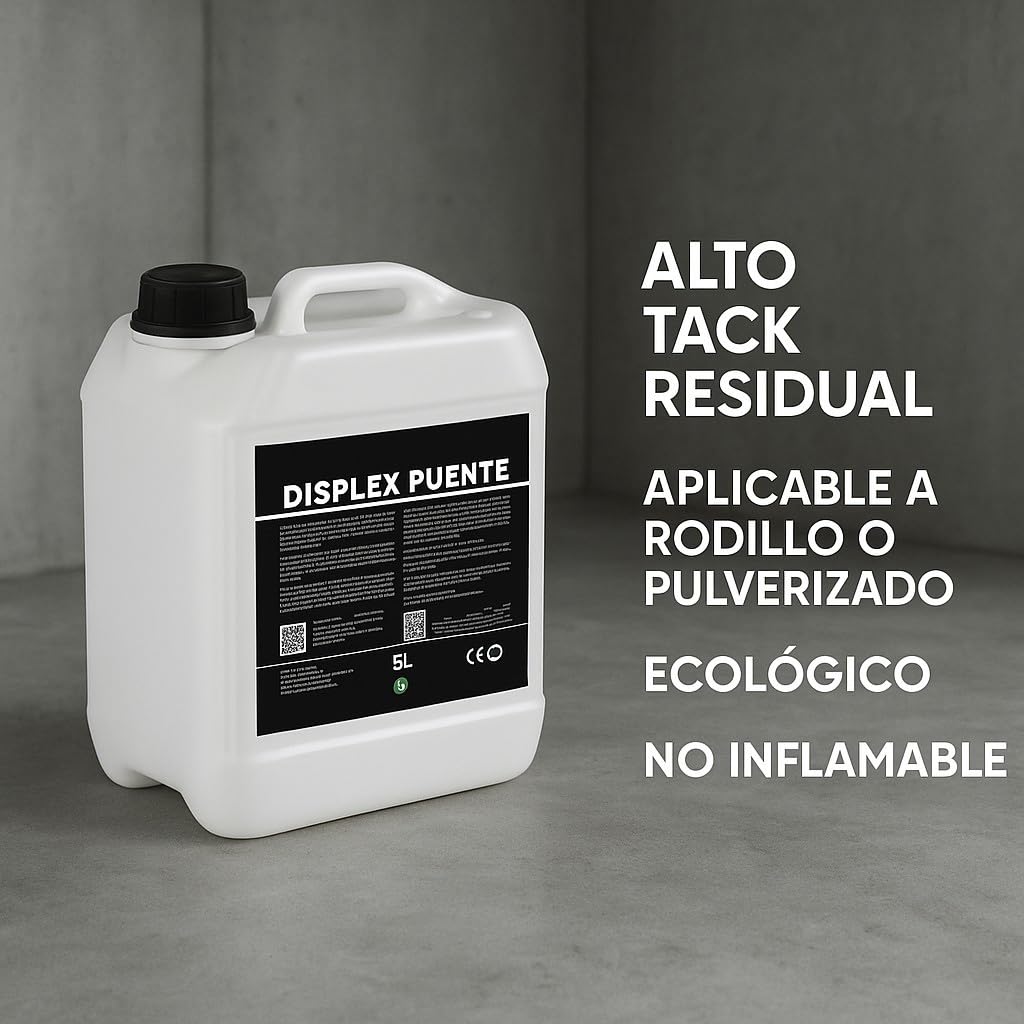 DISPLEX 5L para 35–45 m² Puente Unión con Alto Tack Residual, Base Acuosa, Mejora Adherencia en Soportes Poco o Nada Porosos, Ideal para Morteros, Microcementos y Pinturas