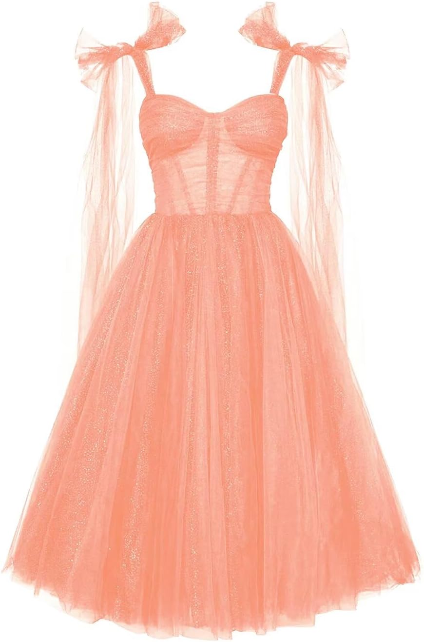 YJNXHN Women's Sweetheart Prom Dress Wedding Guest Glitter Tulle Party Formal Dresses Mid Length