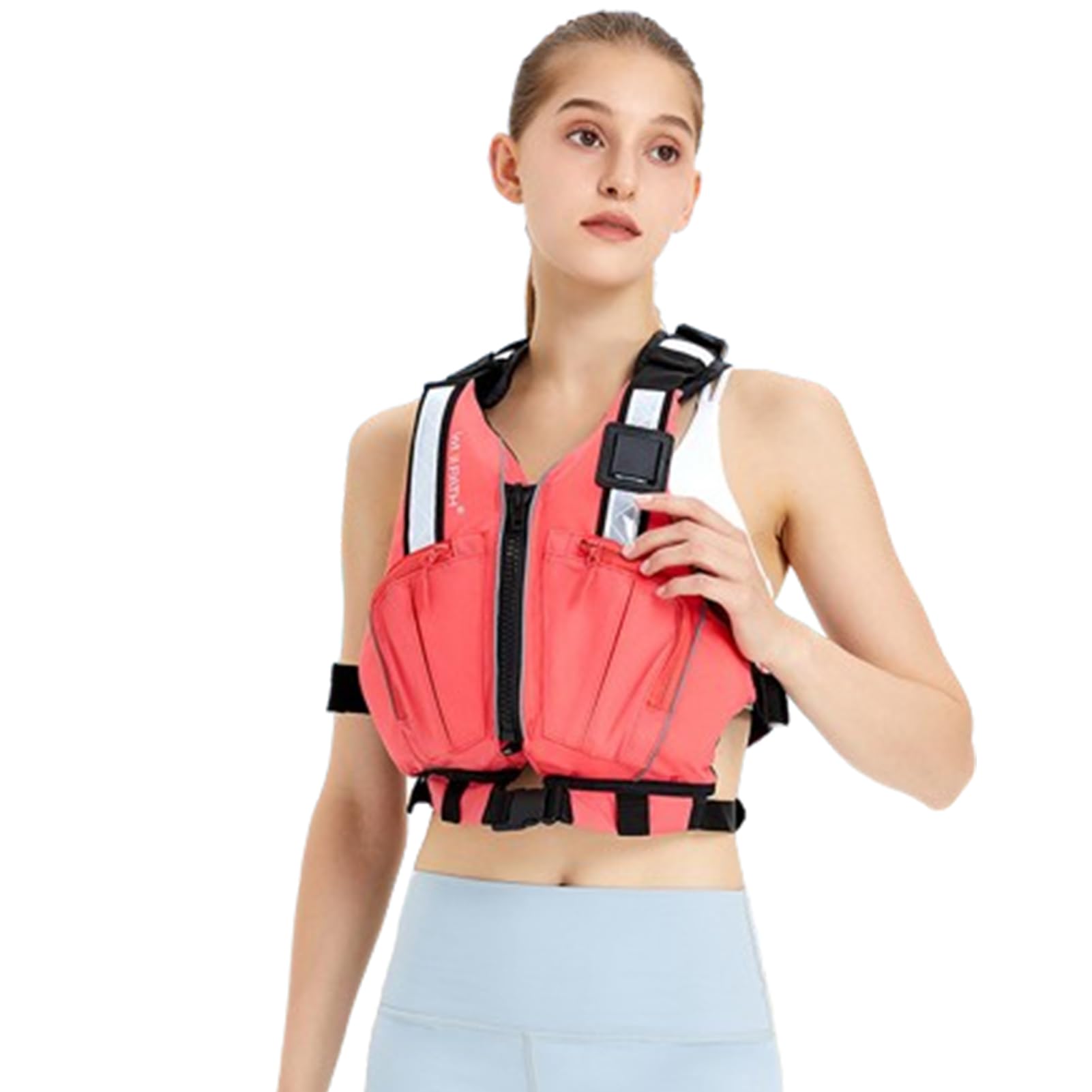 Chaleco Salvavidas para Adultos con Tiras Reflectantes, Chaleco De Natación Flotante De Seguridad Ajustable para Deportes Acuáticos, Pesca, Rafting, Kayak