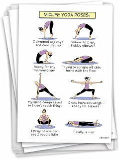 NobleWorks Pack of 3 Humorous Birthday Greeting Cards with Envelopes (1 Designs, 3 Each) Midlife Yoga Poses C7312BDG-C3x1