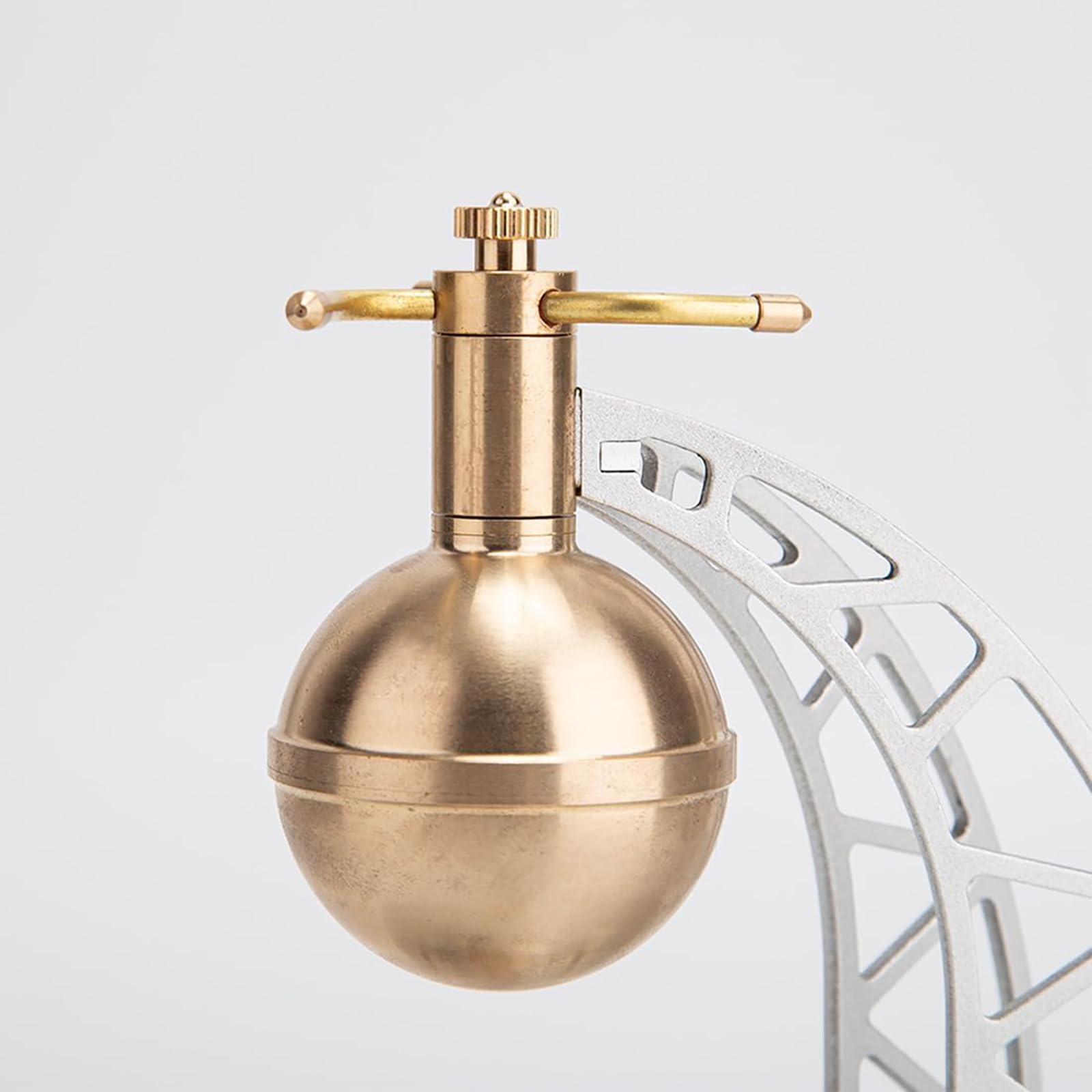Generisch Heros Dampfmaschinenmodell mit Kessel-Kit, DIY antikes Äolipil-Ingenieurmaschinenmodell, das funktioniert, Physik-Wissenschaftsset für Erwachsene,Silber